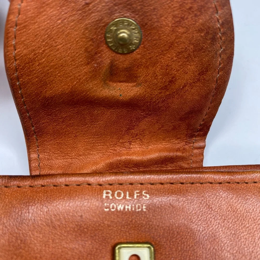 Vintage Rolfs Soft Brown Leather Embossed Tooled Wallet wKiss lock Coin Purse
